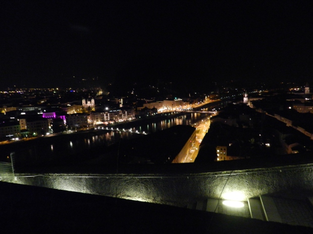 And just because we were so thrilled to get to see the city at night, I am adding one more, view from the museum, River Salzach